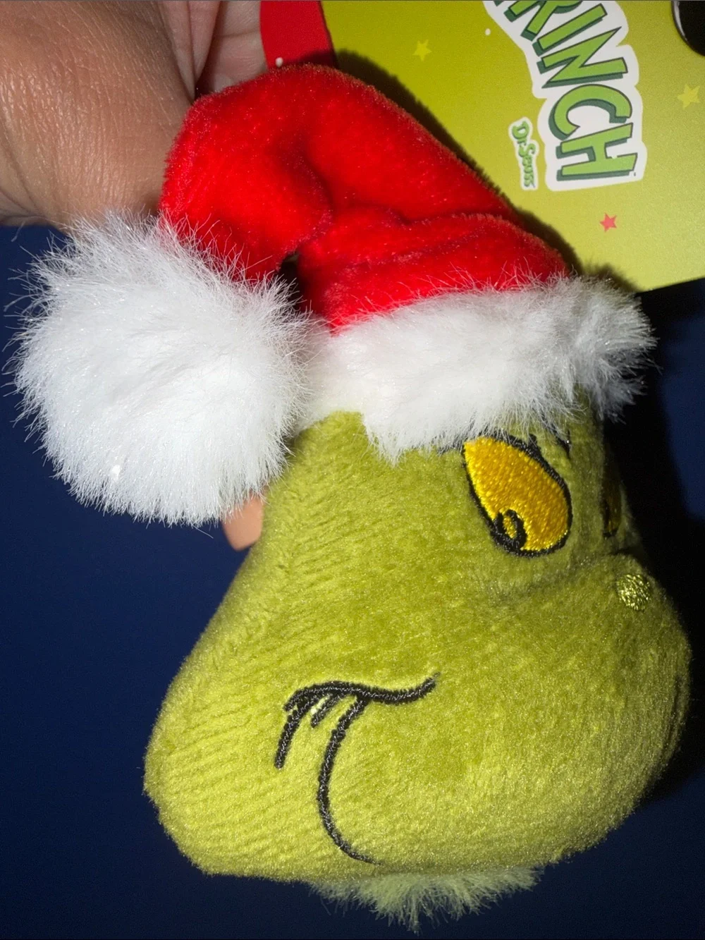 Dr. Seuss The Grinch Plush Keychain Bag Charm Santa Hat NWT